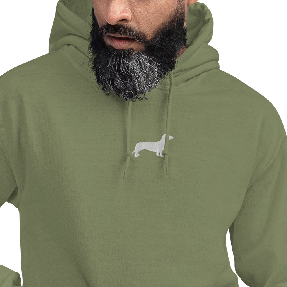 Unisex-Hoodie mit Dackelmotiv in Khaki