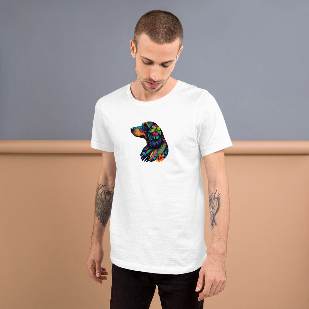 T-Shirt Teckel mit Blumen für Herren