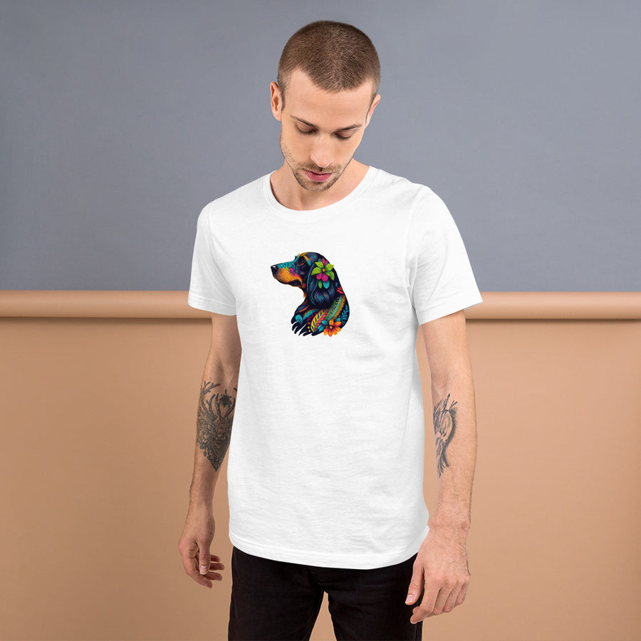 T-Shirt Teckel mit Blumen für Herren