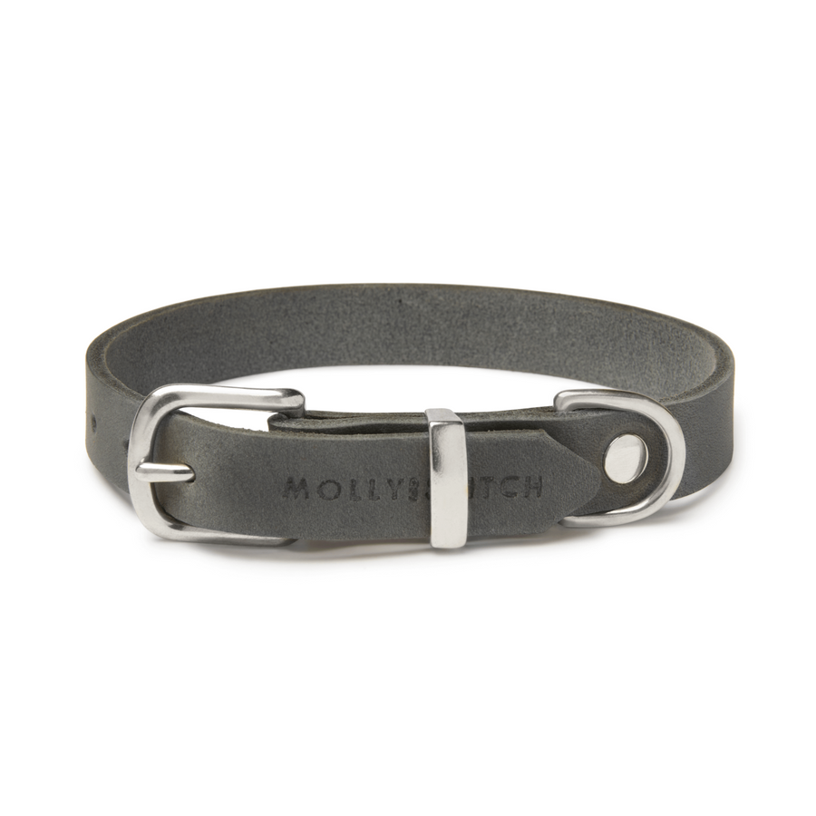 Luxuriöses Hundehalsband aus grauem Leder